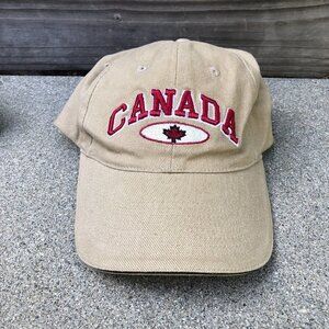 Vintage TEEPEE Canada Baseball Dad Hat Khaki Flag Cap Embroidered​​​​​​​